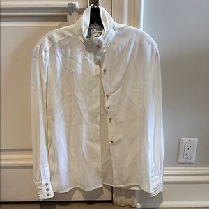 Starington White Button-Up Shirt with Gold Accents
